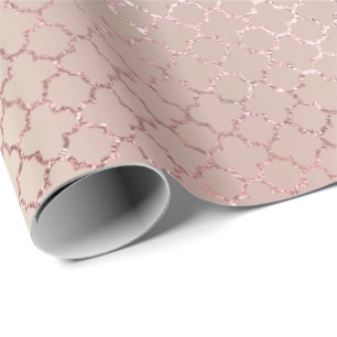Het Roze van Glam van Quatrefoil nam Goud bloost Cadeaupapier