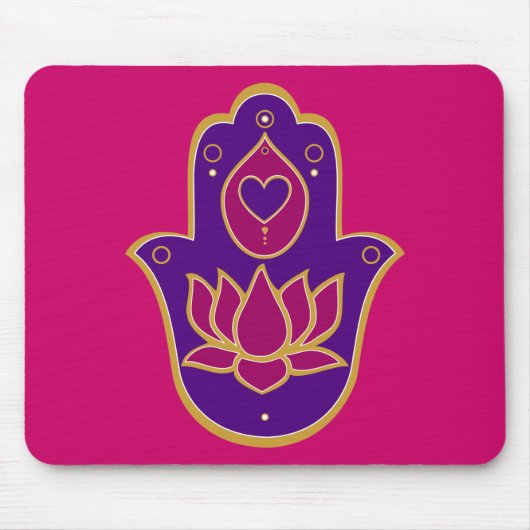 Het Roze van Hamsa Lotus van de henna Muismat (Voorkant)