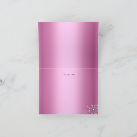 Het Roze van het Sprookjesland van de Winter van Bedankkaart (Binnen)