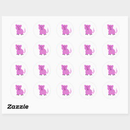 Het Roze Varken Met de Lange Staart Ronde Sticker