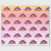 Het roze Verpakkende Document van Lippen Cadeaupapier (Vlak)