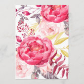 Het roze Waterverf Flower Wreated Wedding Programm Programmakaart (Achterkant)