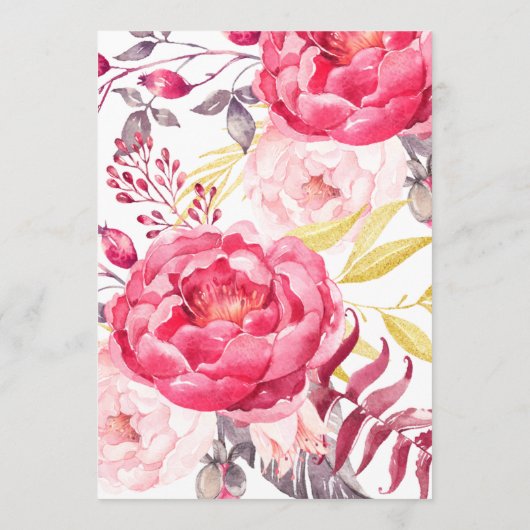 Het roze Waterverf Flower Wreated Wedding Programm Programmakaart (Achterkant)