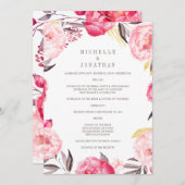 Het roze Waterverf Flower Wreated Wedding Programm Programmakaart (Voorkant / Achterkant)