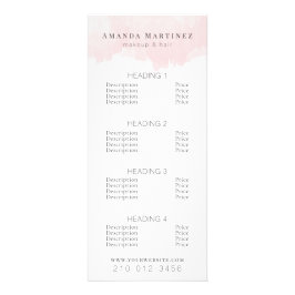 Het roze Waterverf Salon Price List Service Menu