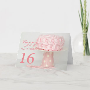 Het roze Wenskaart van 16 Verjaardag van de Cake Kaart