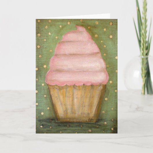 Het roze wenskaart van Cupcake van Fonkelingen Kaart (Voorkant)