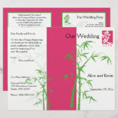 Het roze, Witte en Groene BamboeWedding Programma (Voorkant / Achterkant)