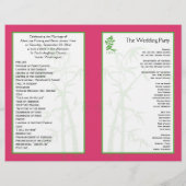 Het roze, Witte en Groene BamboeWedding Programma (Achterkant)