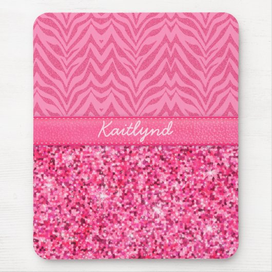 Het Roze Zebra van Glitzy Muismat (Voorkant)