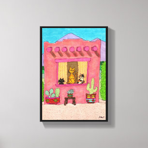 Het roze Zuidwesten van de Woestijn van Taos van Canvas Afdruk