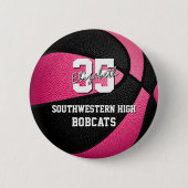 het roze zwarte sportbasketbalteam van het meisje ronde button 5,7 cm (Voorkant)