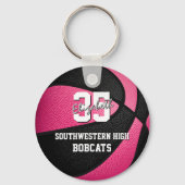 het roze zwarte sportbasketbalteam van het meisje sleutelhanger (Voorkant)