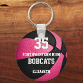 het roze zwarte sportbasketbalteam van het meisje sleutelhanger (Voorkant)