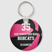 het roze zwarte sportbasketbalteam van het meisje sleutelhanger (Achterkant)