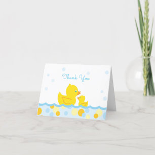 Het rubber Baby shower Ducky dankt u blauw en geel Bedankkaart