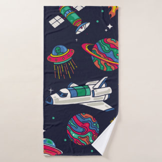 Het ruimteschip in Galaxy vormt een naadloos patro Badhanddoek