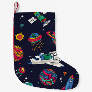 Het ruimteschip in Galaxy vormt een naadloos patro Kleine Kerstsok