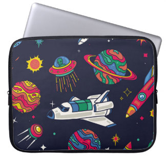 Het ruimteschip in Galaxy vormt een naadloos patro Laptop Sleeve