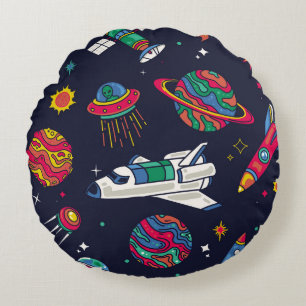 Het ruimteschip in Galaxy vormt een naadloos patro Rond Kussen