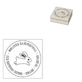 Het runnen van Bunny Rabbit Round Address Rubberstempel (Gestempeld)