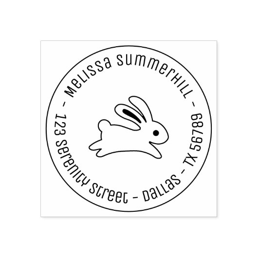 Het runnen van Bunny Rabbit Round Address Rubberstempel (Afrduk)