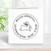 Het runnen van Bunny Rabbit Round Address Rubberstempel