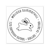 Het runnen van Bunny Rabbit Round Address Zelfinktende Stempel (Design)