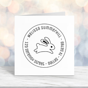 Het runnen van Bunny Rabbit Round Address Zelfinktende Stempel