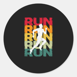 Het runnen van de Vintage van de Retro die Funny J Ronde Sticker