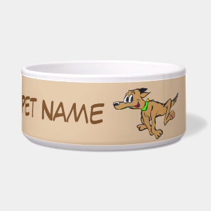 Het runnen van Dog Cartoon Cust. Tekst- en kleuren Voerbakje