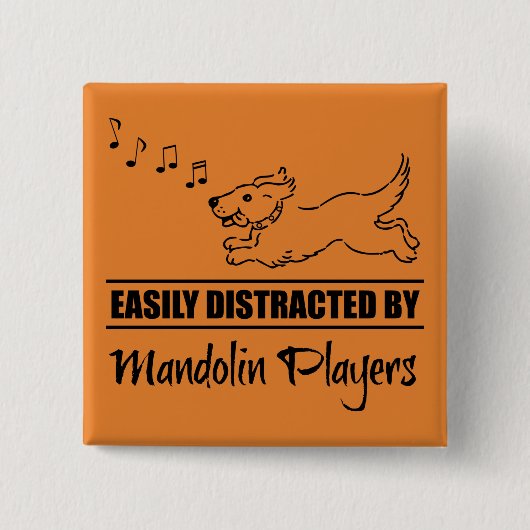 Het runnen van Dog gemakkelijk door Mandolin Spele Vierkante Button 5,1 Cm (Voorkant)