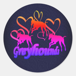 Het runnen van Greyhounds harten Dog Rainbow Ronde Sticker