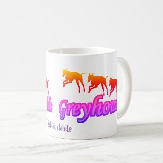 Het runnen van Greyhounds Rainbow Personalized Koffiemok (Voorkant rechts)