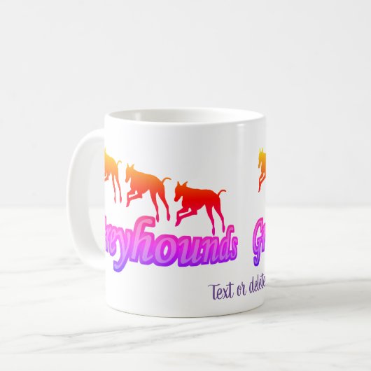 Het runnen van Greyhounds Rainbow Personalized Koffiemok (Voorkant links)