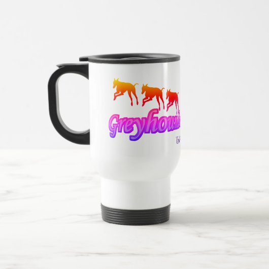 Het runnen van Greyhounds Rainbow Personalized Reisbeker (Links)