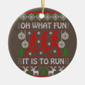 Het runnen van het kerstcadeauidee wat het leuk is keramisch ornament (Voorkant)