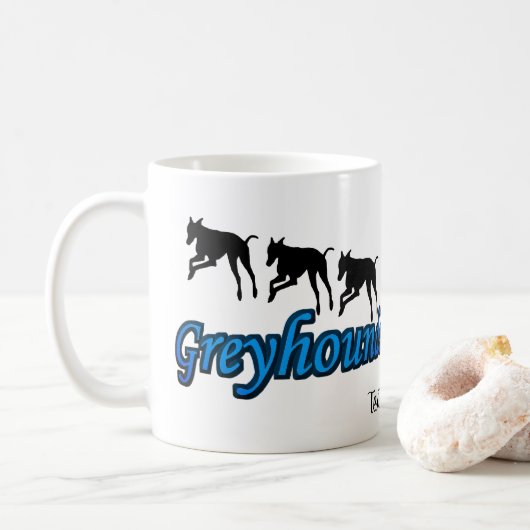 Het runnen van Hondenliefhebber Greyhounds Geperso Koffiemok (Met donut)