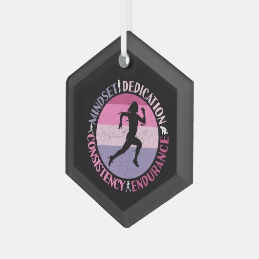 Het runnen van Mindset - het Citaat van de Duurzaa Glas Ornament (Voorkant links)