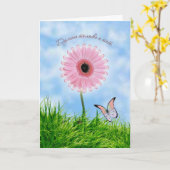 Het Russische Denken aan u Kaart. Roze madeliefje Kaart (Gele Bloem)