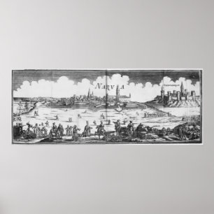 Het Russische leger bezoekt Narva in 1700 Poster
