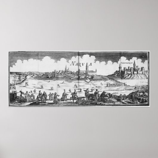 Het Russische leger bezoekt Narva in 1700 Poster (Voorkant)