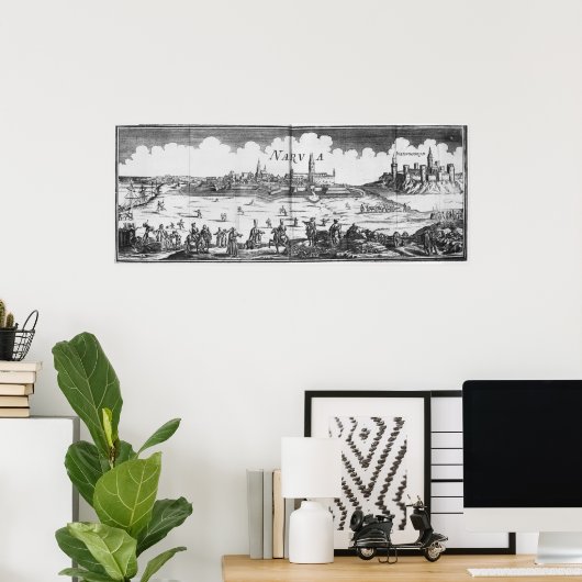 Het Russische leger bezoekt Narva in 1700 Poster (Thuiskantoor)