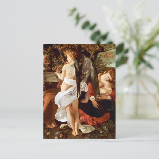 Het rusten op de Vlucht in Egypte door Caravaggio Briefkaart (Staand voorkant)