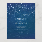 Het Rustic Blue String Lights Wedding Invite van b (Voorkant)