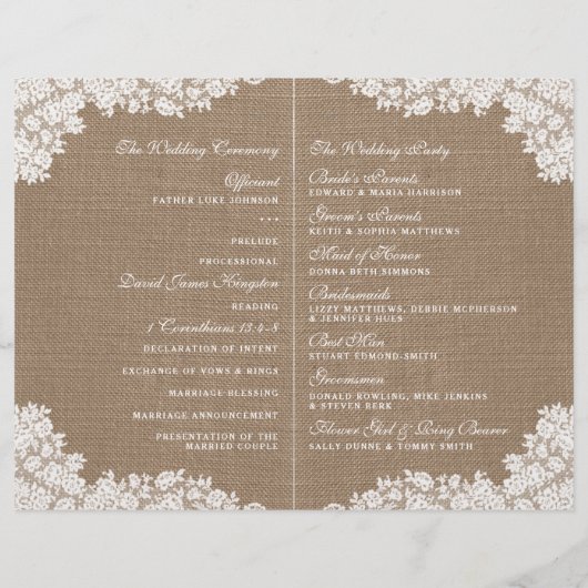 Het Rustic Burlap en het  witte Collectie (Achterkant)