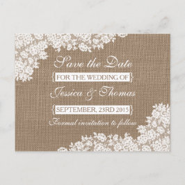 Het Rustic Burlap en het  witte Collectie Aankondigingskaart