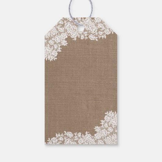 Het Rustic Burlap en het  witte Collectie Cadeaulabel (Achterkant)