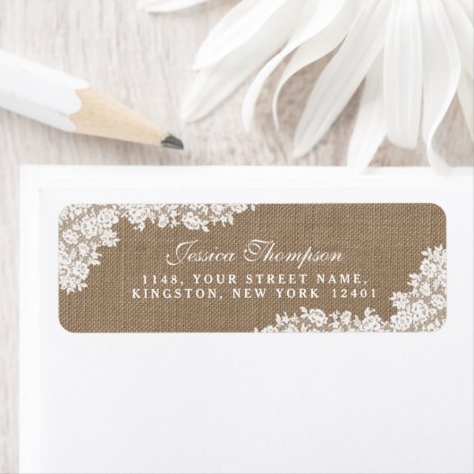 Het Rustic Burlap en het  witte Collectie Etiket (Insitu)