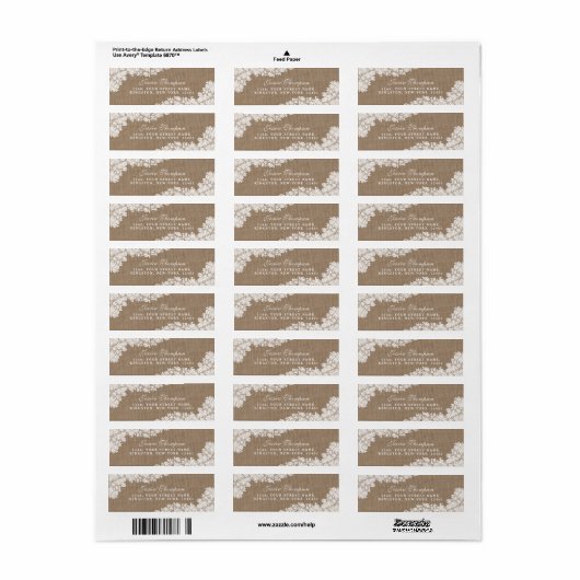 Het Rustic Burlap en het witte Collectie Etiket (Full Sheet)
